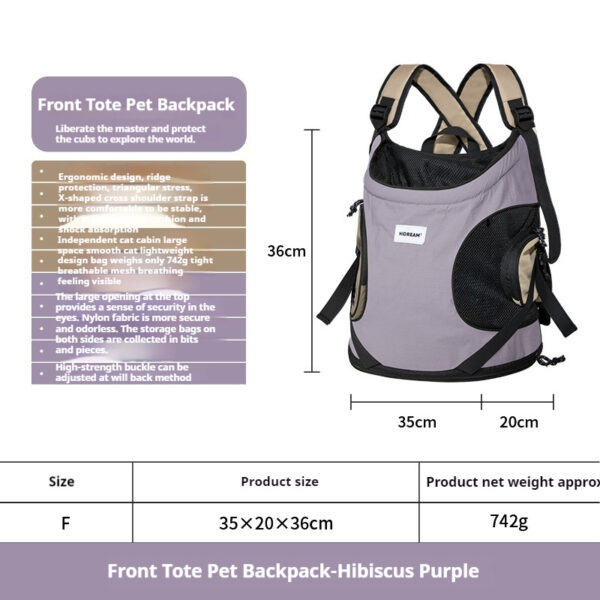Hands-Free Pet Carrier Backpack - Comfortable & Breathable for Small Dogs & Cats - 图片 6