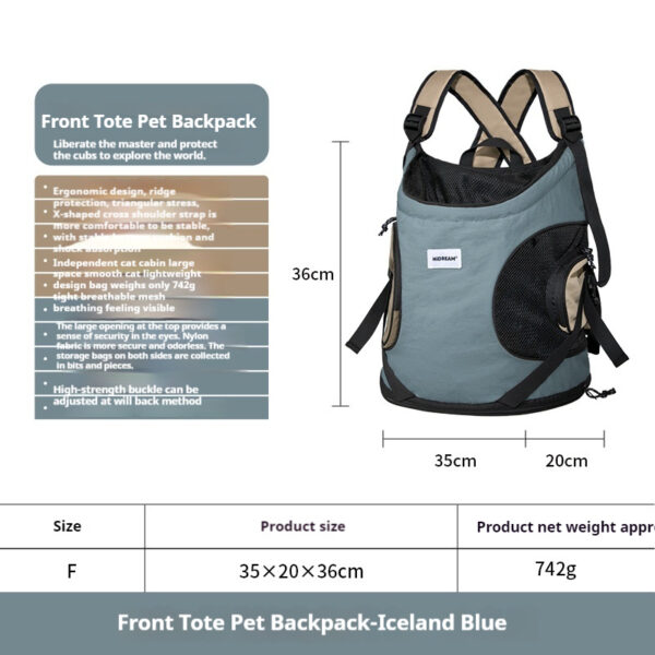 Hands-Free Pet Carrier Backpack - Comfortable & Breathable for Small Dogs & Cats - 图片 2