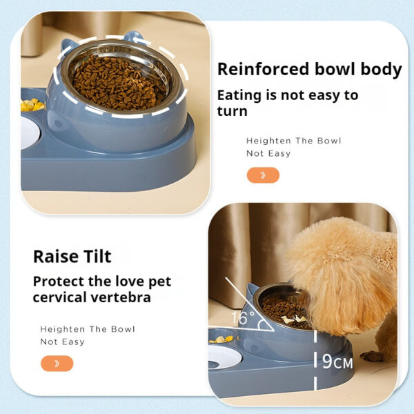 Summer Auto-Refill Pet Bowl Set - Dual Stainless Steel Food & Water Dish for Cats Dogs, Spill-Proof Snack Port, Detachable Base - 图片 4