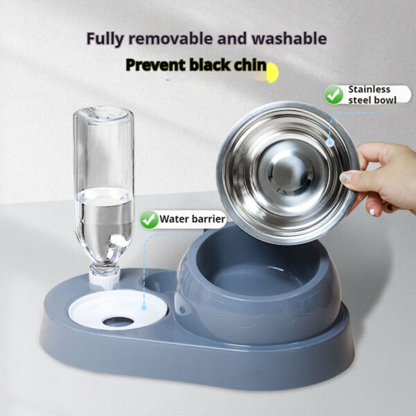 Summer Auto-Refill Pet Bowl Set - Dual Stainless Steel Food & Water Dish for Cats Dogs, Spill-Proof Snack Port, Detachable Base - 图片 5