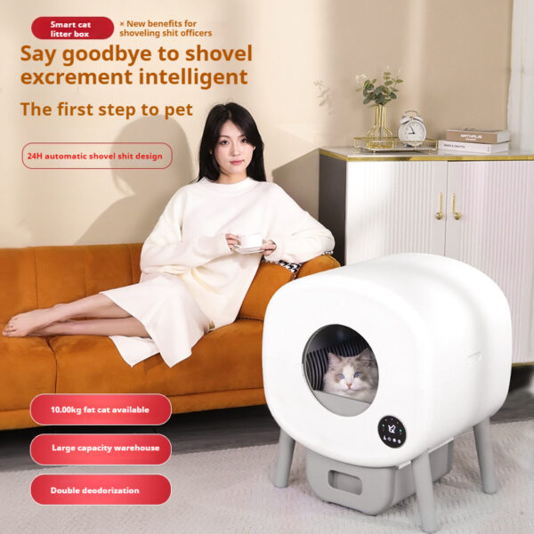 Enclosed Self-Cleaning Cat Litter Box - Large Capacity AutoScooper, Odor-Free Waste Disposal with APP Control & Trash Bags Included - 图片 5