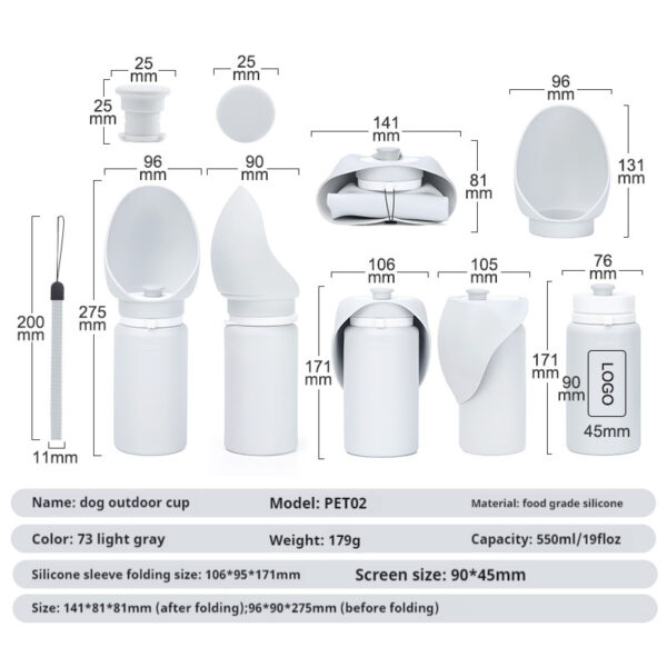 Portable Dog Water Bottle Leak Proof - Collapsible Travel Bowl for Summer Outdoor Walking, Hiking & Travel - 图片 6