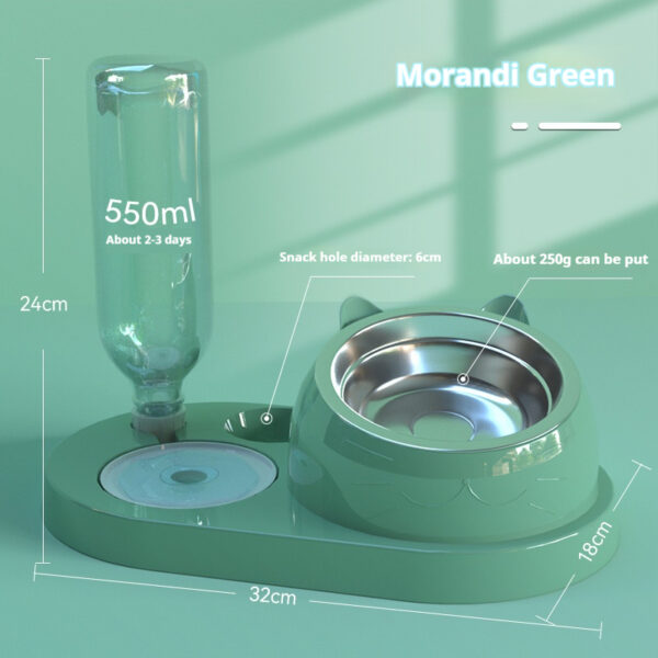 Summer Auto-Refill Pet Bowl Set - Dual Stainless Steel Food & Water Dish for Cats Dogs, Spill-Proof Snack Port, Detachable Base - 图片 6