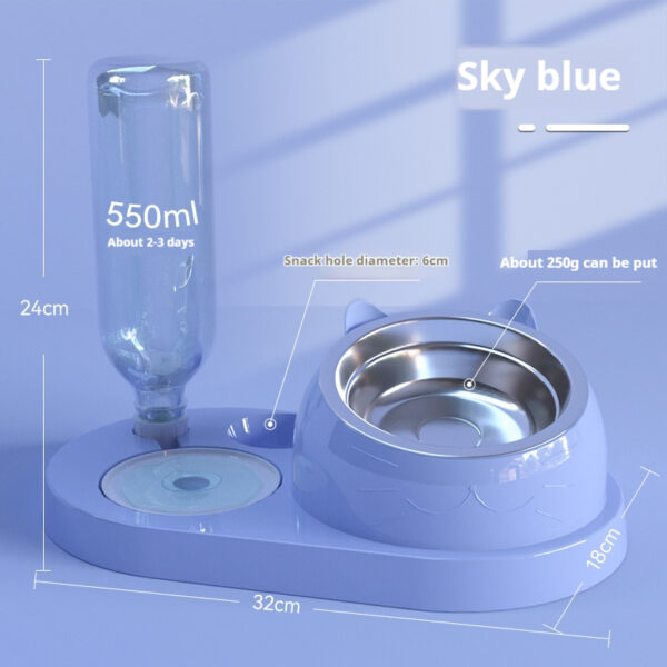 Summer Auto-Refill Pet Bowl Set - Dual Stainless Steel Food & Water Dish for Cats Dogs, Spill-Proof Snack Port, Detachable Base - 图片 16