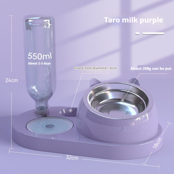 Summer Auto-Refill Pet Bowl Set - Dual Stainless Steel Food & Water Dish for Cats Dogs, Spill-Proof Snack Port, Detachable Base - 图片 18