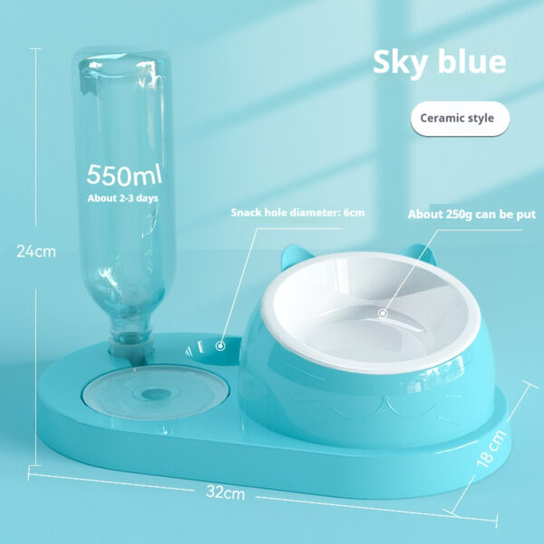 Summer Auto-Refill Pet Bowl Set - Dual Stainless Steel Food & Water Dish for Cats Dogs, Spill-Proof Snack Port, Detachable Base - 图片 13