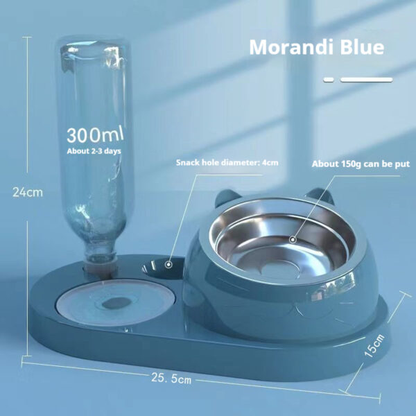 Summer Auto-Refill Pet Bowl Set - Dual Stainless Steel Food & Water Dish for Cats Dogs, Spill-Proof Snack Port, Detachable Base - 图片 26