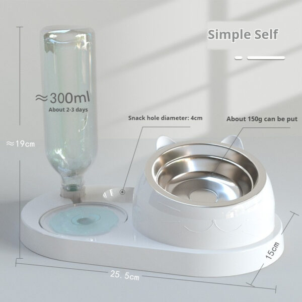 Summer Auto-Refill Pet Bowl Set - Dual Stainless Steel Food & Water Dish for Cats Dogs, Spill-Proof Snack Port, Detachable Base - 图片 22