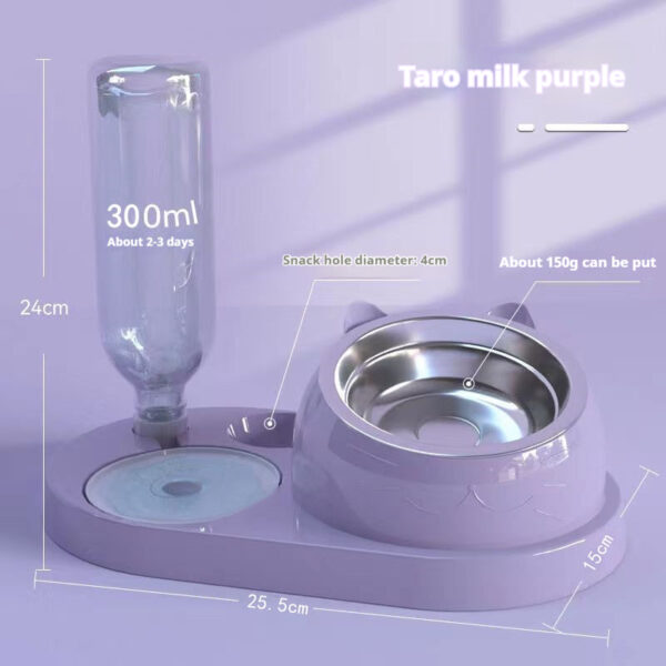 Summer Auto-Refill Pet Bowl Set - Dual Stainless Steel Food & Water Dish for Cats Dogs, Spill-Proof Snack Port, Detachable Base - 图片 30